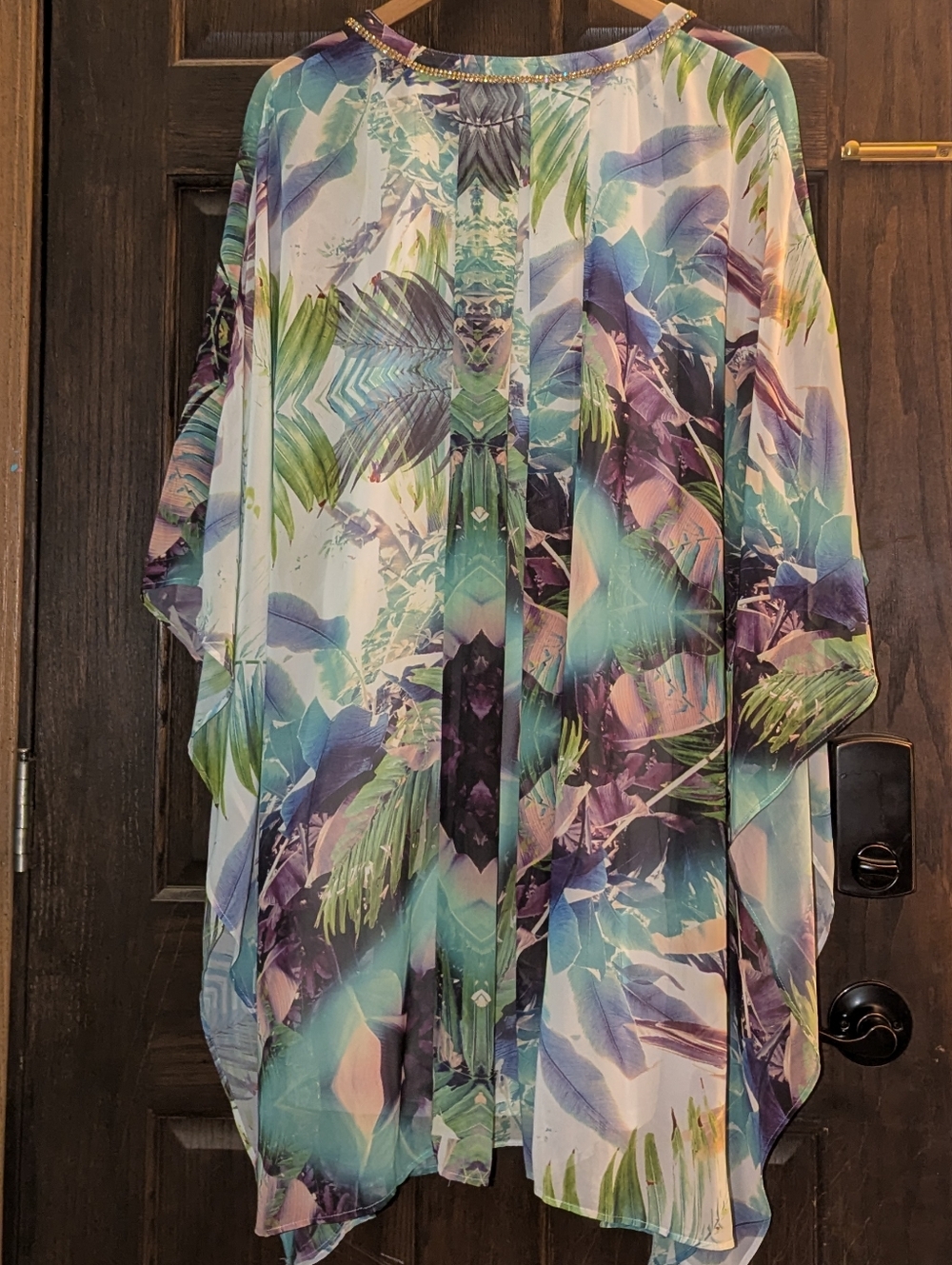 Jennifer Lopez Tropical Floral Dress / Kaftan Beach Cover-Up XL - Picture 3 of 4